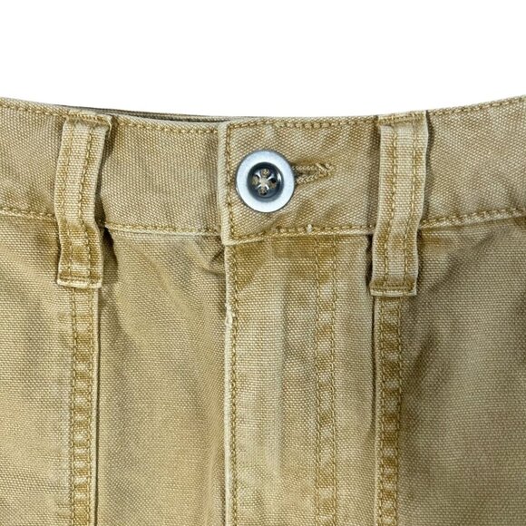 Free People Cargo Khaki Cargo Mini Skirt Distressed Raw Hem Tan Women's Size 28 - Picture 2 of 5